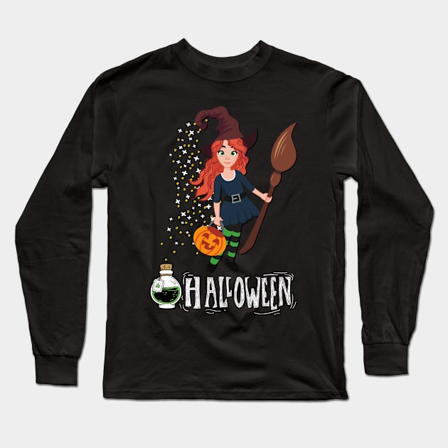 Magic Witch Tarot cards Beware potion witchy Witchcraft astrology Halloween Long Sleeve T-Shirt by BoogieCreates